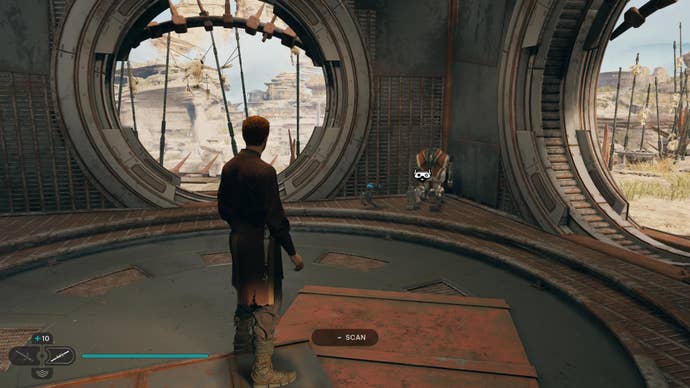 Cal prepares to scan a databank entry in Jedi: Survivor.