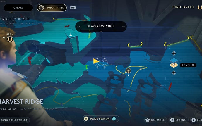 Part of the Koboh map in Jedi: Survivor.