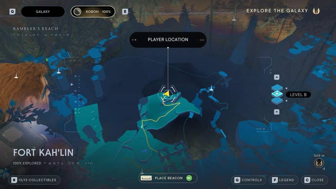 Part of the map of Koboh in Jedi: Survivor.