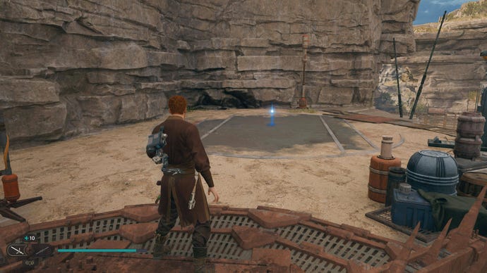 Cal approaches a Skill Point Essence in Fort Kah’lin in Jedi: Survivor.