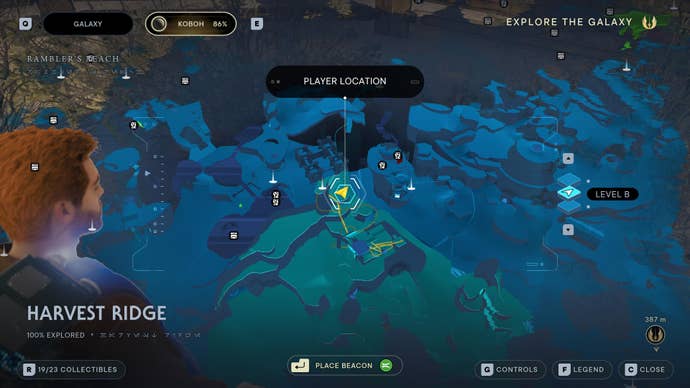 Part of the Koboh map in Jedi: Survivor.