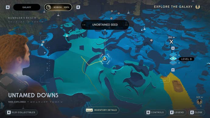 Part of the map of Koboh in Jedi: Survivor.