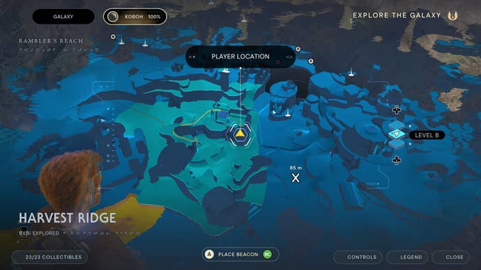 Part of the map of Koboh in Jedi: Survivor.