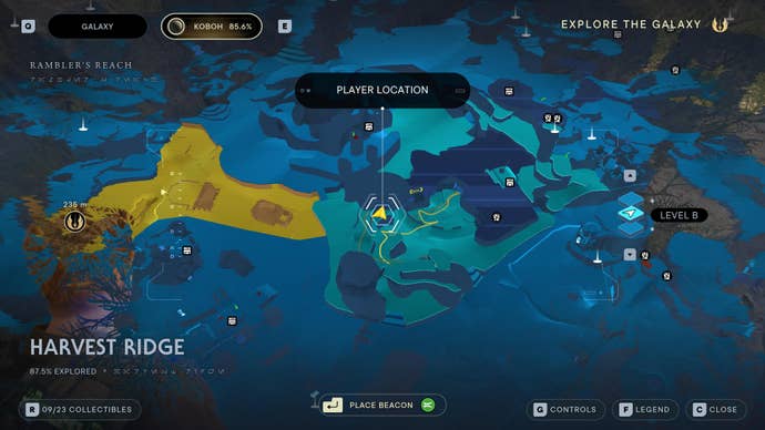 Part of the Koboh map in Jedi: Survivor.