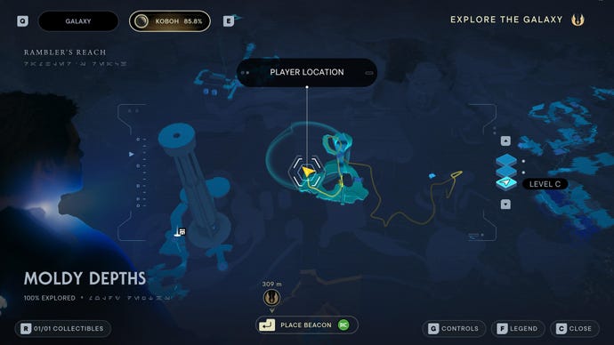 Part of the Koboh map in Jedi: Survivor.