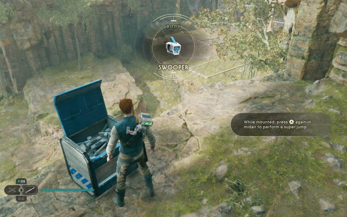 Cal opens a chest in the Nekko Pools on Koboh in Jedi: Survivor.