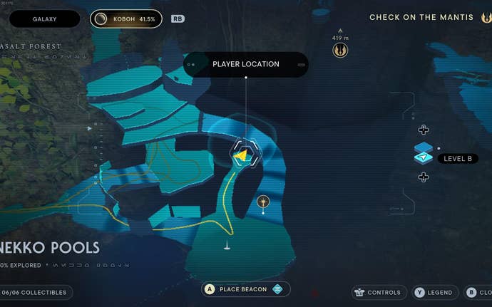 Part of the map of Koboh in Jedi: Survivor.