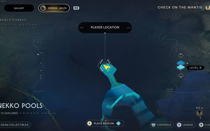 Part of the map of Koboh in Jedi: Survivor.