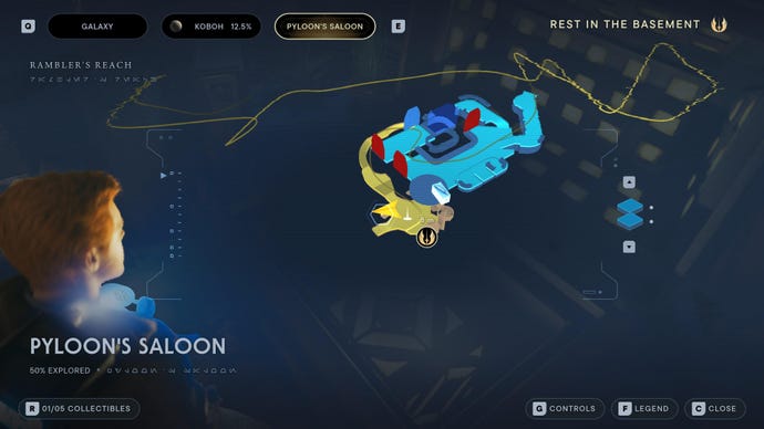 Part of the Koboh map in Jedi: Survivor.