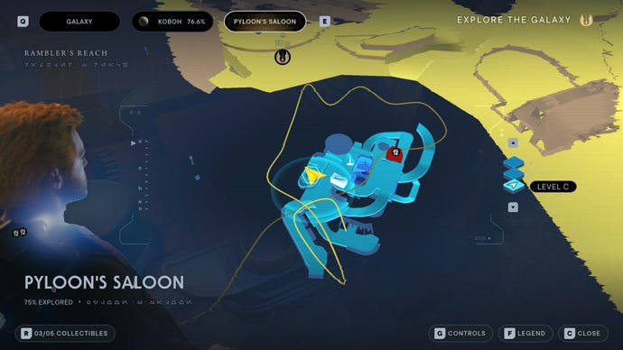 Part of the Koboh map in Jedi: Survivor.