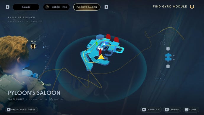 Part of the Koboh map in Jedi: Survivor.