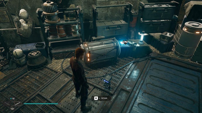 Cal scans a databank entry in Jedi: Survivor.