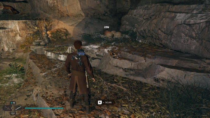 Cal scans a Relter Egg nest in Jedi: Survivor.