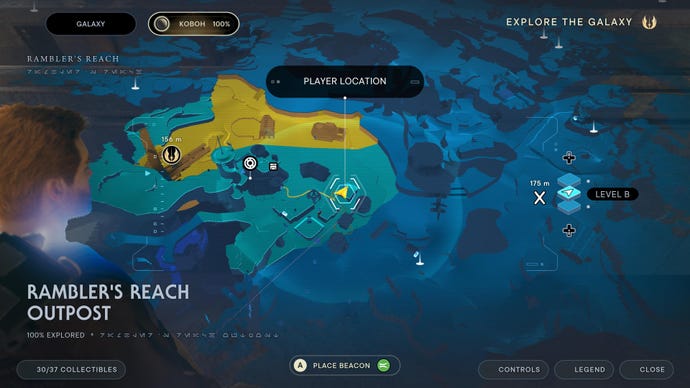 Part of the Koboh map in Jedi: Survivor.