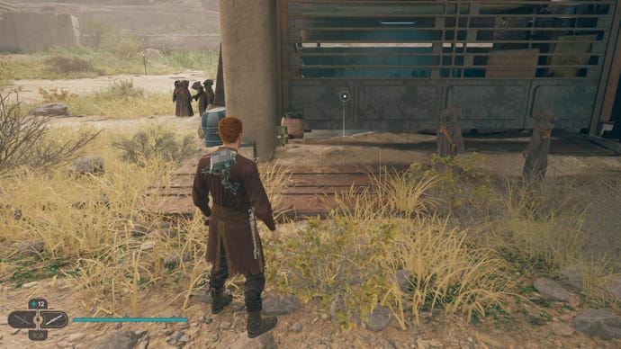 Cal approaches a datadisc inside a building on Koboh in Jedi: Survivor.