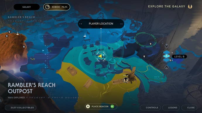 Part of the Koboh map in Jedi: Survivor.