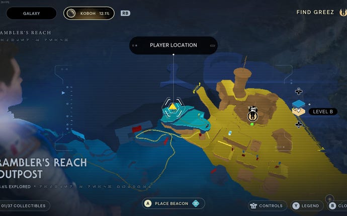 Part of the Koboh map in Jedi: Survivor.