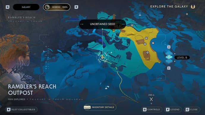 Part of the Koboh map in Jedi: Survivor.