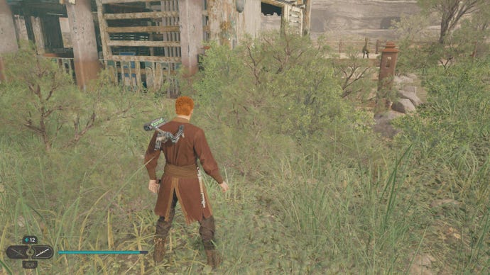 Cal approaches a plant collectible in Jedi: Survivor.