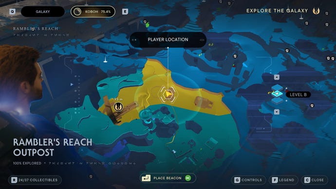 Part of the Koboh map in Jedi: Survivor.