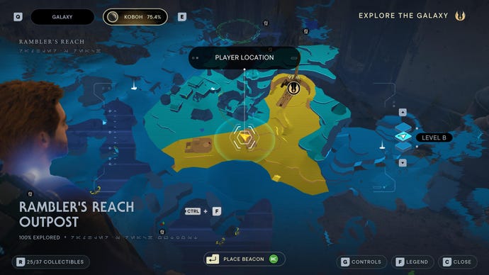 Part of the Koboh map in Jedi: Survivor.