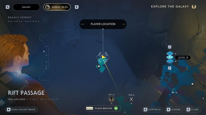 Part of the map of Koboh in Jedi: Survivor.