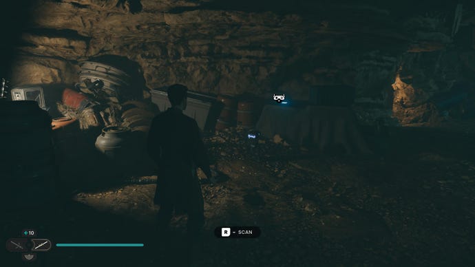 Cal prepares to scan a databank entry in Jedi: Survivor.