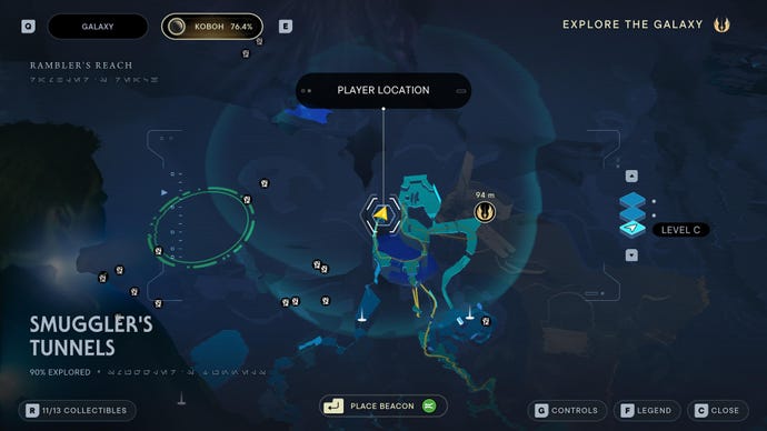 Part of the Koboh map in Jedi: Survivor.