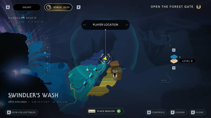 Part of the map of Koboh in Jedi: Survivor.