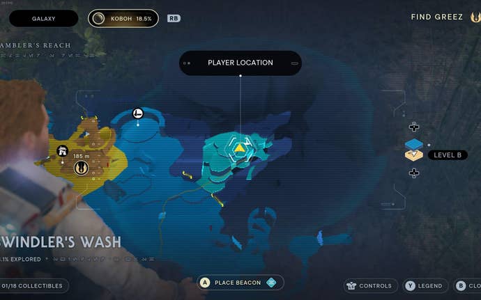 Part of the map of Koboh in Jedi: Survivor.