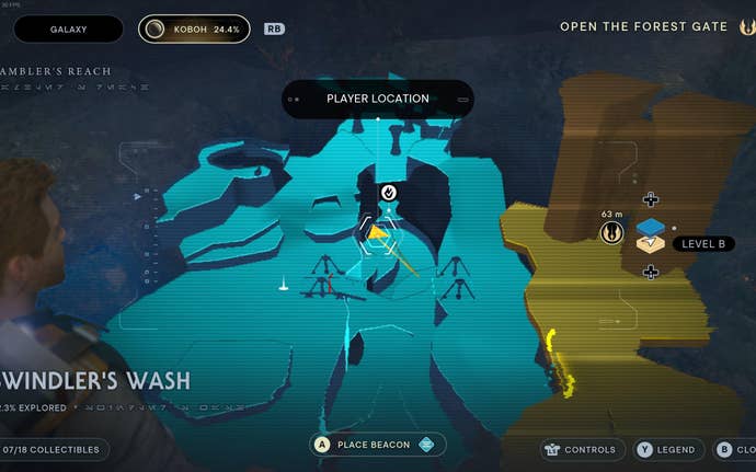 Part of the map of Koboh in Jedi: Survivor.