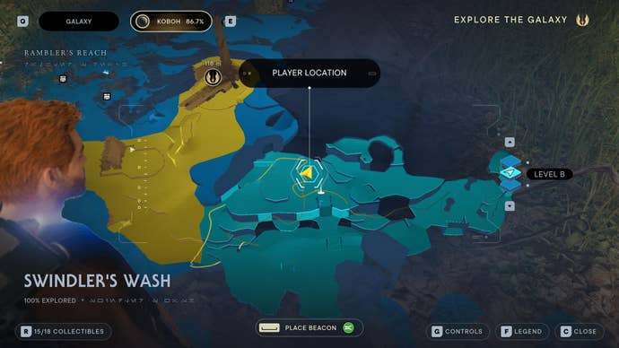 Part of the map of Koboh in Jedi: Survivor.