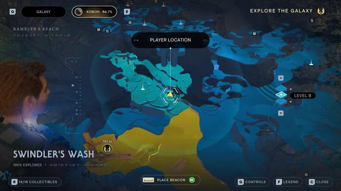 Part of the map of Koboh in Jedi: Survivor.