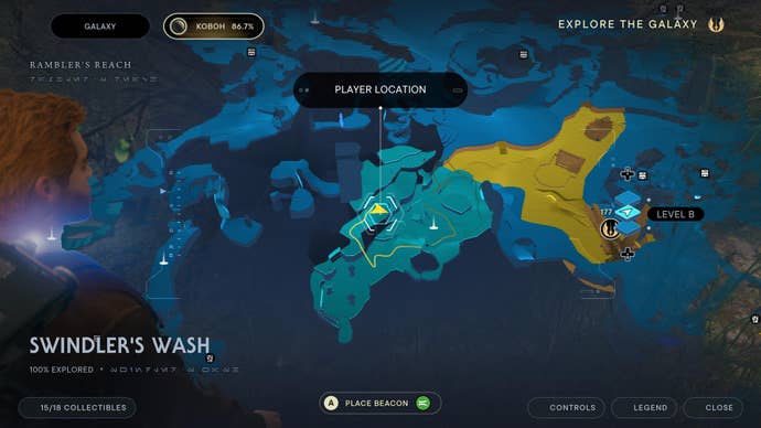 Part of the map of Koboh in Jedi: Survivor.