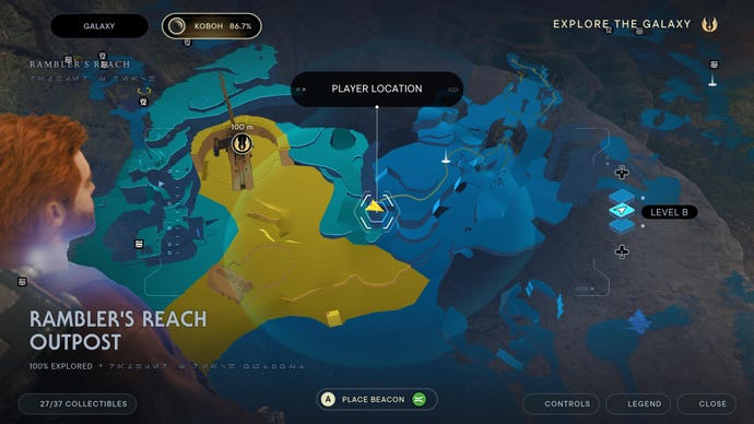 Part of the map of Koboh in Jedi: Survivor.