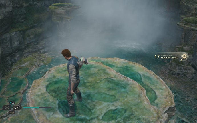 Cal approaches a Priorite Shard in Swindler’s Wash on Koboh in Jedi: Survivor.