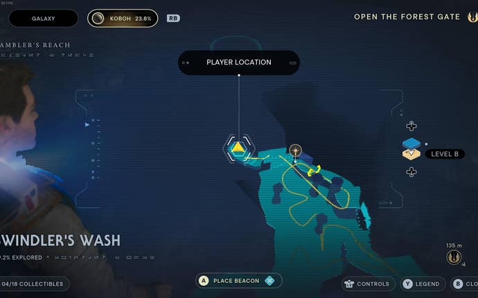 Part of the map of Koboh in Jedi: Survivor.