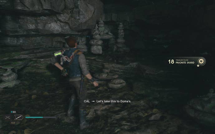 Cal approaches a Priorite Shard in Swindler’s Wash on Koboh in Jedi: Survivor.