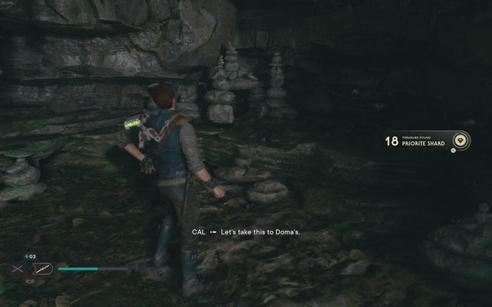 Cal approaches a Priorite Shard in Swindler’s Wash on Koboh in Jedi: Survivor.