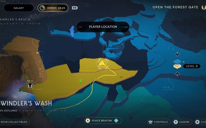 Part of the map of Koboh in Jedi: Survivor.