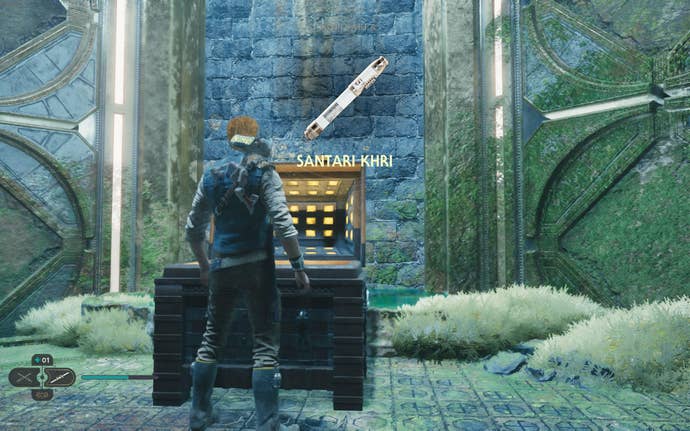 Cal opens a large chest containing Santari Khri’s lightsaber in Jedi: Survivor.