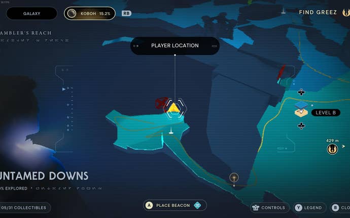 Part of the Koboh map in Jedi: Survivor.