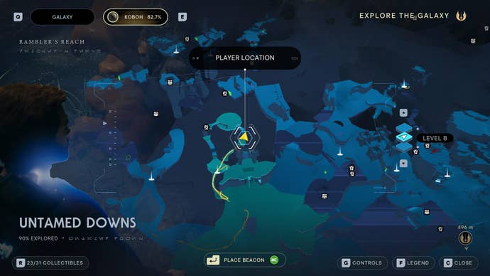 Part of the Koboh map in Jedi: Survivor.