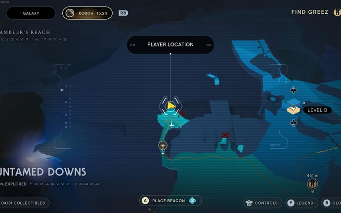 Part of the Koboh map in Jedi: Survivor.