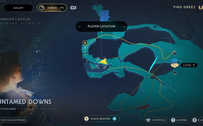 Part of the Koboh map in Jedi: Survivor.