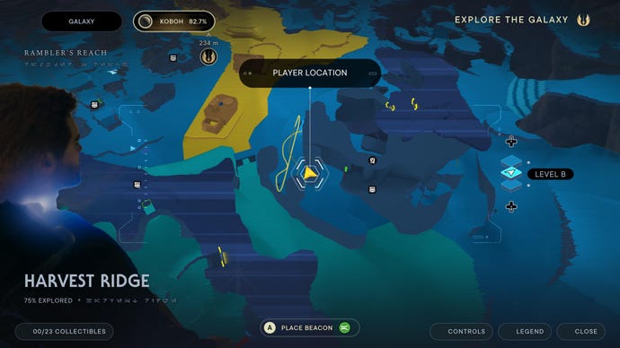 Part of the Koboh map in Jedi: Survivor.