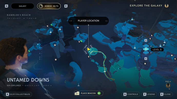 Part of the Koboh map in Jedi: Survivor.