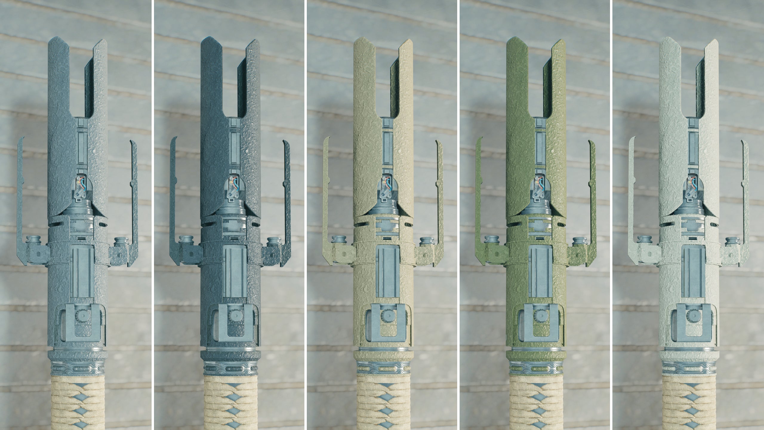 A close-up of part of a lightsaber on a Workbench in Jedi: Survivor.