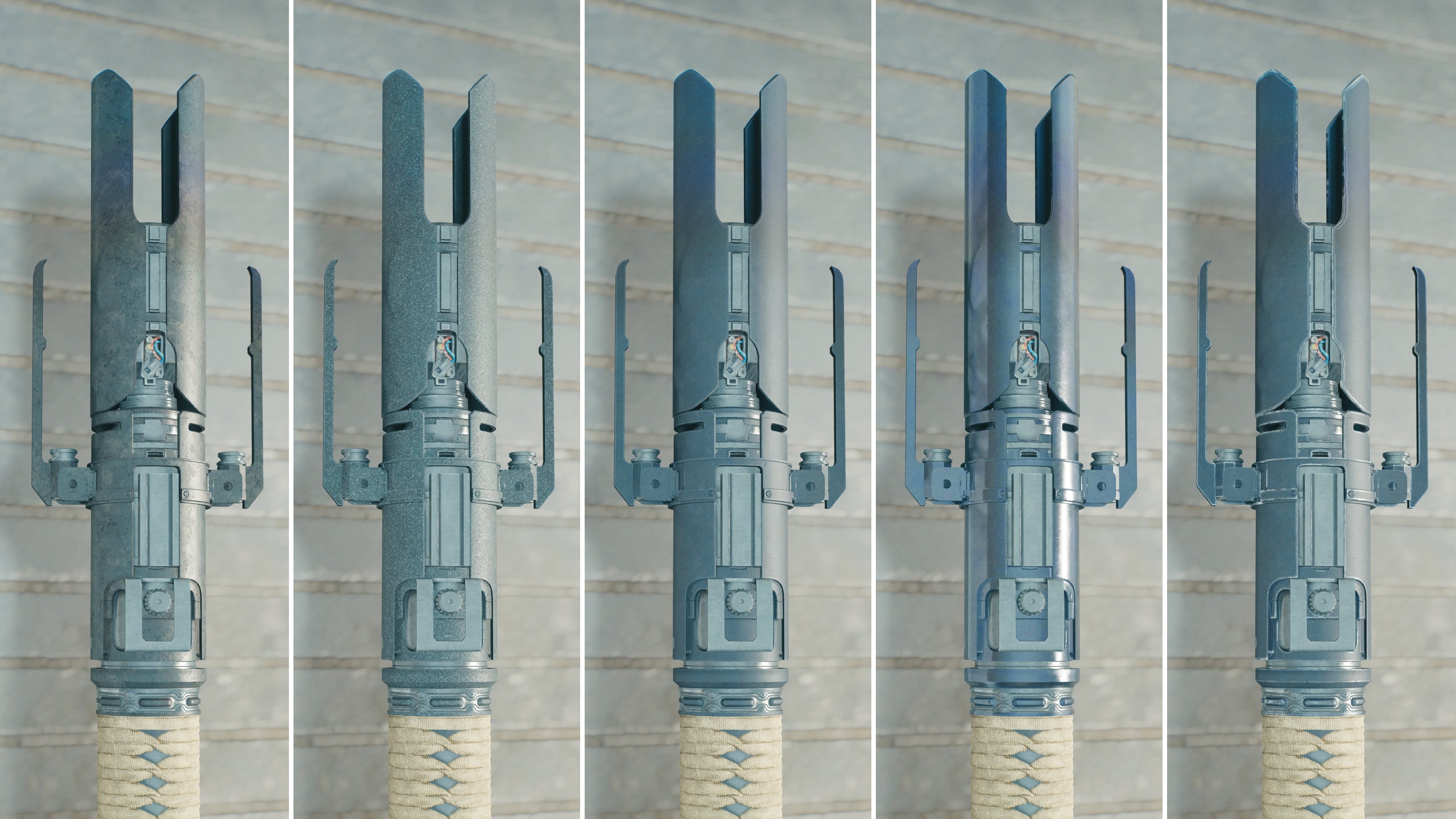 A close-up of part of a lightsaber on a Workbench in Jedi: Survivor.