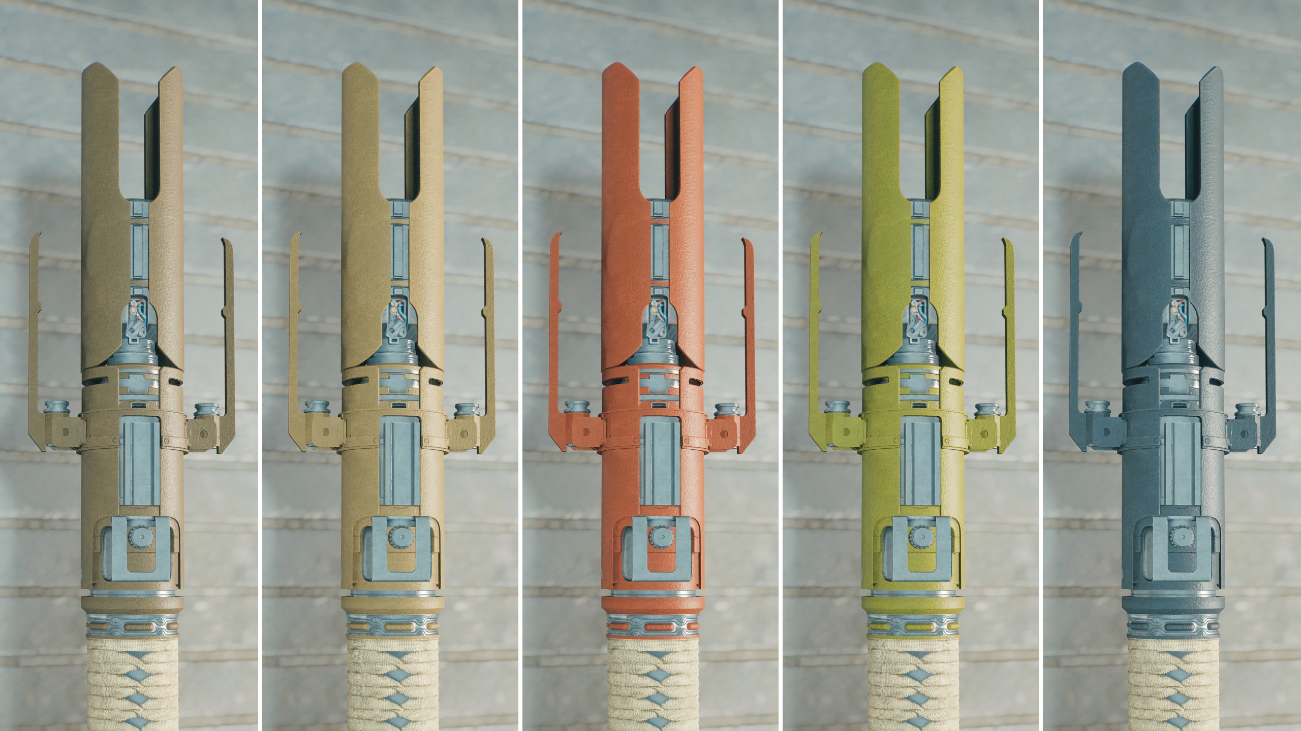 A close-up of part of a lightsaber on a Workbench in Jedi: Survivor.